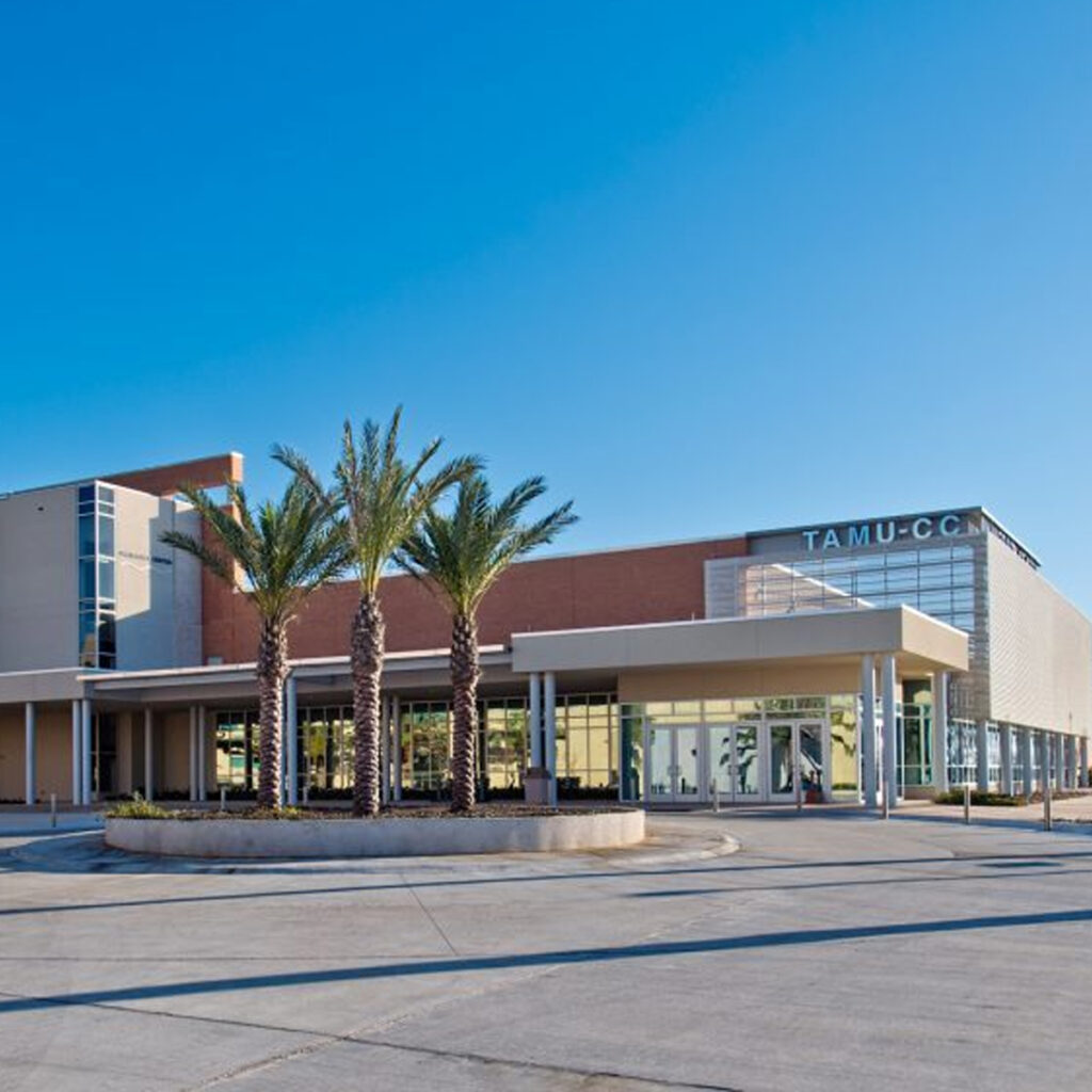Front exterior entrance of Texas A&M University, Corpus Christi, Texas.