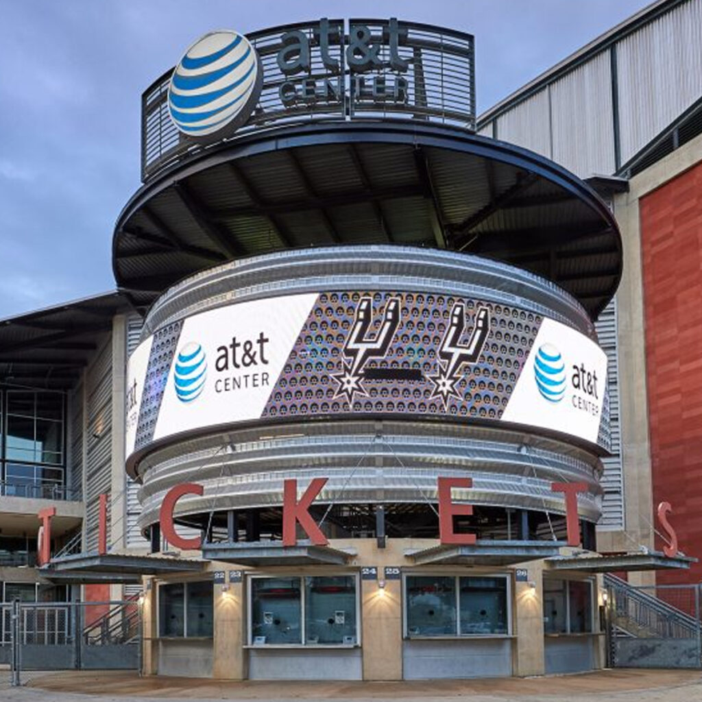 Exterior ticket kiosk at the AT&T Center in San Antonio, Texas.